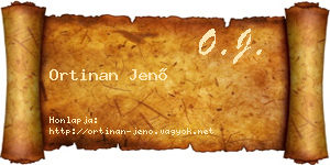 Ortinan Jenő névjegykártya